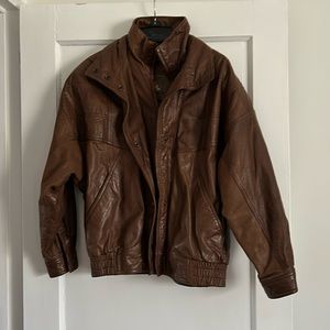 Vintage  leather jacket - brown - size S - unisex